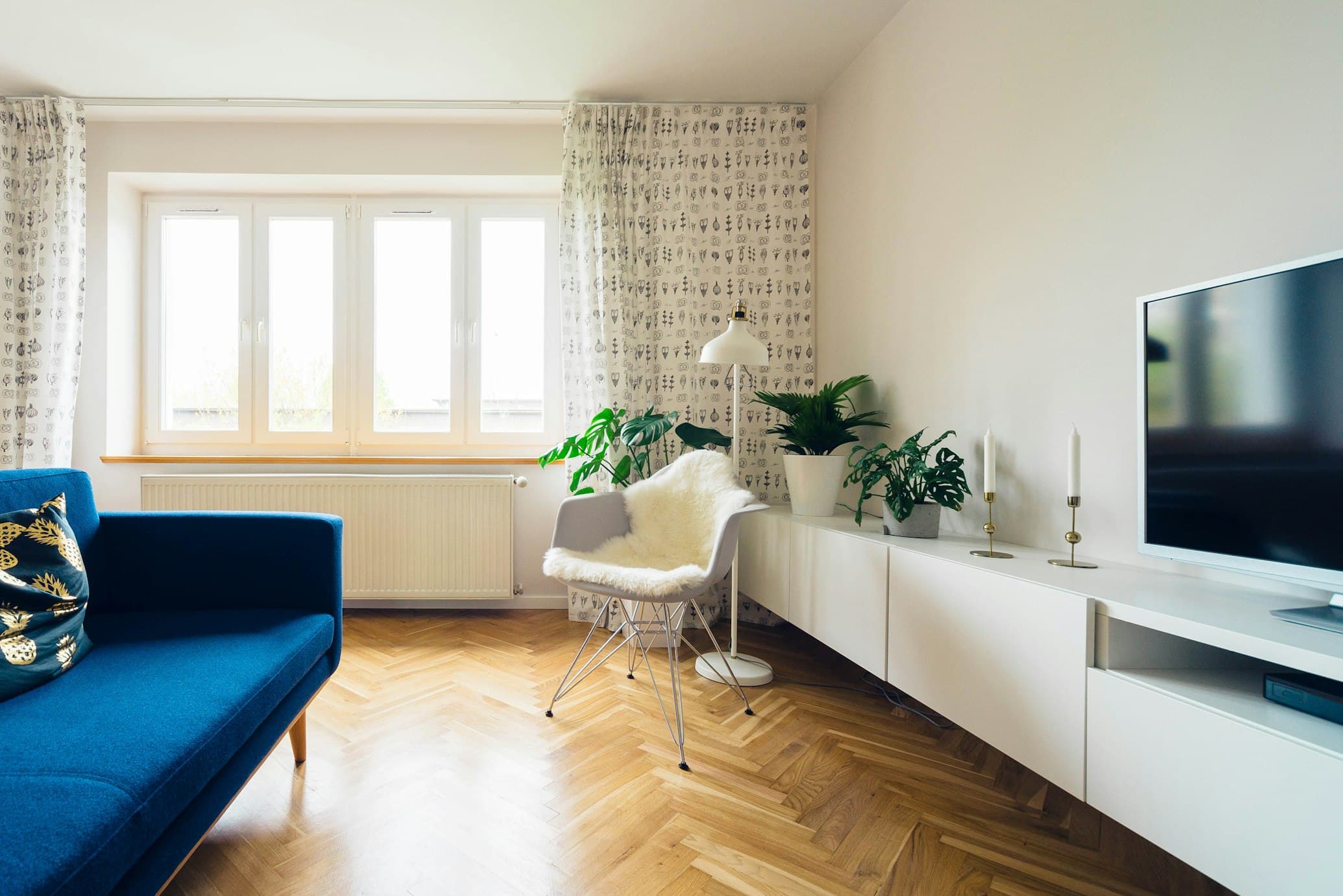 A bright, comfortably furnished living room